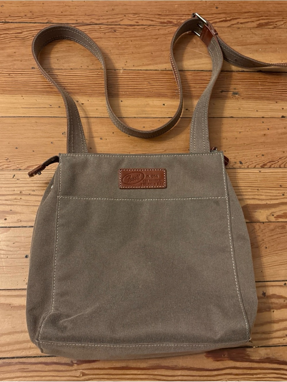 Fossil Purse Green Cotton Canvas Leather Crossbody Bag Adjustable Strap Y2K Unis